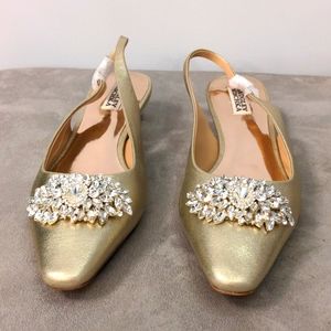 Jeweled Badgley  Mischka Gold Slingback